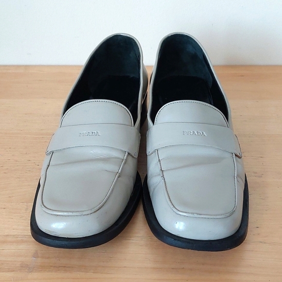 Prada Cream Patent Leather Loafers - Picture 3 of 16